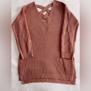 Dusty rose v-neck knit sweater
